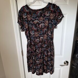 Loveapella Plus size Black blue red and white Paisley Dress